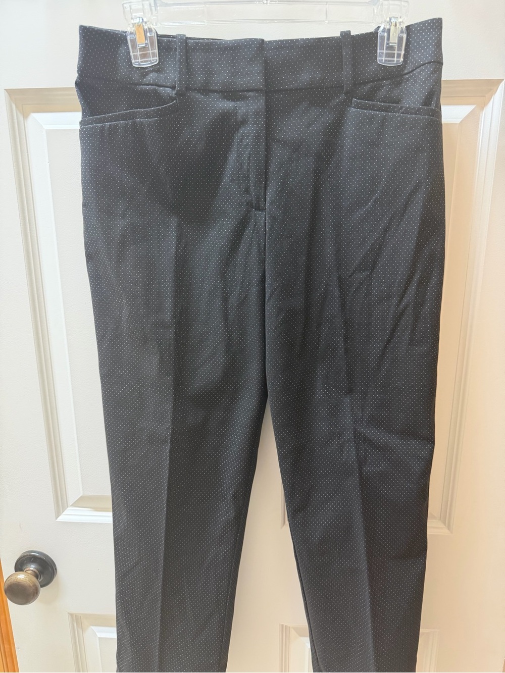 LOFT Black Cropped Riviera Pants with Microdot Print